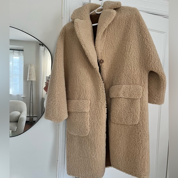 Mango Faux Shearling & Suede Reversible Long Coat - Picture 5 of 7